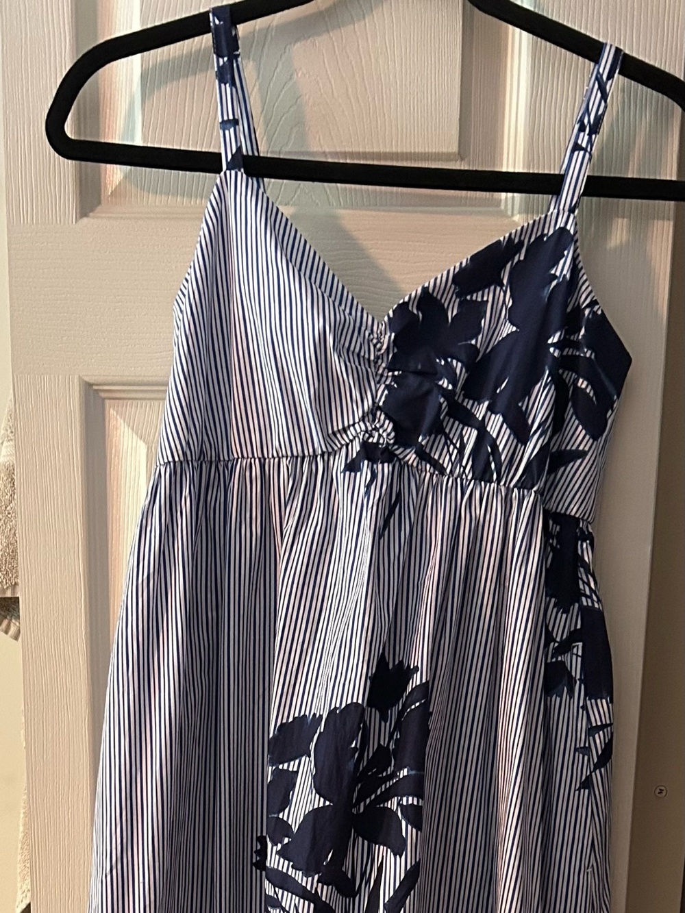 Navy Floral Stripe Maxi Dress